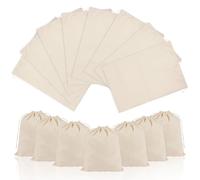 OFFCUP 15pcs Cotton Drawstring Bags, 15x20 Cm (5.91×7.87 Inch) Reusable Cotton Muslin Bag, Canvas Drawstring Bags, Cloth Gift Bag Jewellery Favour for Candy Wedding Christmas DIY Craft Children's Day