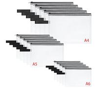 OFFCUP 15PCS Plastic Wallets, A4+A5+A6 Zip Lock Bags Document Wallet File Zipper Bags File Folder Document Folders Plastic Pockets Zipper File Wallet for School Office Homework Storage Bag Travel