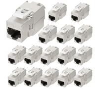 OFFCUP 16pcs RJ45 Coupler, 10Gbps Cat7 Unshielded Keystone Jack, Aluminum Female to Female Straight In-Line Ethernet Module, Degree Toolless Ethernet Connector