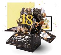 OFFCUP 18th Birthday Card, 3D Pop Up 18 Years Old Birthday Card for Him | Black Gold 18th Greeting Cards Popup Gift Box for Men Son Brother Grandson Nephew Friend Gift Decoration