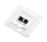 OFFCUP 1x CAT6A Universal Network Socket, 2 Port LAN Socket, STP Fully Shielded RJ45 Module, 10 Gigabit Ethernet Network, Keystone Socket, Surface-Mounted, White