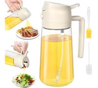 OFFCUP 2 in 1 Oil Spray Bottle, 16oz Leak-proof Oil Sprayer, Spray Bottle with 2 Brushes, Auto Sprayer for Cooking, Kitchen, Salad, Bread Baking, BBQ, Air Fryer (1pcs)