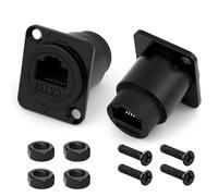 OFFCUP 2 Pack D-type RJ45 CAT6 Panel Mount Socket Adapter, Female to Female | RJ45 Coupler Connector, LAN Network Bulkhead Pass Through Socket