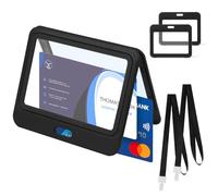 OFFCUP 2 Pack ID Badge Holder and with 2 Lanyards, Hard Plastic Case with Double-Sided Windows, Card Holder Protector Pouch for Office School ID Cards Driver’s Licenses and Passes Key (Horizontal)