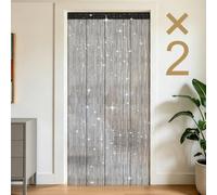 OFFCUP 2 Pack String Door Curtains, 100 x 200cm Fly Insect Bug Screen String Doorways Divider, Glitter Retro Tassel Doors Doorways Dividers Window Curtain Panel Party Decorations (Black)