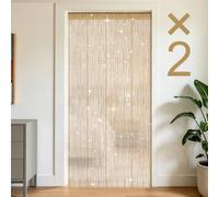 OFFCUP 2 Pack String Door Curtains, 100 x 200cm Fly Insect Bug Screen String Doorways Divider, Glitter Retro Tassel Doors Doorways Dividers Window Curtain Panel Party Decorations (Gold)