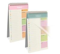 OFFCUP 2 Pack To Do List Notebook, Undated Daily Planner A5 Spiral Notepad 104 Page To Do List Pad with Hourly Schedule Checklist for Daily Plans, Work Study and Personal Oraganizer