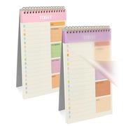 OFFCUP 2 Pack To Do List Notebook, Undated Daily Planner A5 Spiral Notepad 104 Page To Do List Pad with Hourly Schedule Checklist for Daily Plans, Work Study and Personal Oraganizer