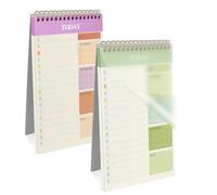 OFFCUP 2 Pack To Do List Notepad, Undated A5 Daily Planner, A5 Spiral 104 Pages To Do List Pad for Work Study and Personal Oraganizer, Tear off Double-Sided Use (Green+ Purple)