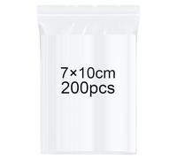 OFFCUP 200pcs Grip Seal Bags, Strong Resealable and Reusable Clear Plastic Zip Lock Bags, Small Clear Bags for Food Storage Jewellery Medicine and More (7x10cm)