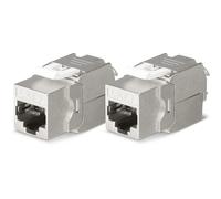 OFFCUP 2pcs RJ45 Coupler, 10Gbps Cat7 Unshielded Keystone Jack, Aluminum Female to Female Straight In-Line Ethernet Module, Degree Toolless Ethernet Connector