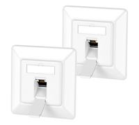 OFFCUP 2x CAT6A Universal Network Socket, 1 Port LAN Socket, STP Fully Shielded RJ45 Module, 10 Gigabit Ethernet Network, Keystone Socket, Surface-Mounted, White