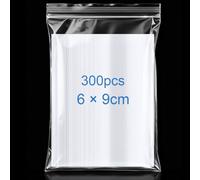 OFFCUP 300pcs Grip Seal Bags, Strong Resealable and Reusable Clear Plastic Zip Lock Bags, Small Clear Bags for Food Storage Jewellery Medicine and More (6x9cm)