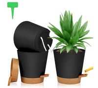 OFFCUP 3pcs Black Modern Plastic Plant Pots, 20cm Self Watering with Drainage Holes, Saucers and Reservoir, Suitable for Indoor Plants