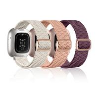 OFFCUP 3PCS Braided Stretchy Strap Compatible with Fitbit Versa 3/4/Sense 2