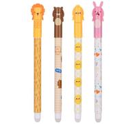 OFFCUP 4 Pcs Erasable Pens, 0.5 mm Blue Rub Out Pens with Rubber on the End