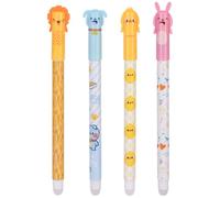 OFFCUP 4 Pcs Erasable Pens, 0.5 mm Blue Rub Out Pens with Rubber on the End