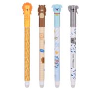 OFFCUP 4 Pcs Erasable Pens, 0.5 mm Blue Rub Out Pens with Rubber on the End