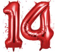 OFFCUP 40 Inch Number 14 Balloon, Large Foil Balloons, Self Inflating Helium Balloon Decorations Supplies for Boys Girls Women Men Birtyday Wedding Party Anniversary Graduation (Red, 14)