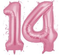 OFFCUP 40 Inch Number 14 Balloon, Large Foil Balloons, Self Inflating Helium Balloon Decorations Supplies for Boys Girls Women Men Birtyday Wedding Party Anniversary Graduation (Silver, 14)