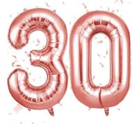 OFFCUP 40 Inch Number 30 Balloon, Large Foil Balloons, Self Inflating Helium Balloon Decorations Supplies for Boys Girls Women Men Birtyday Wedding Party Anniversary Graduation (Rose Gold, 30)