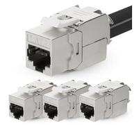 OFFCUP 4pcs RJ45 Coupler, 10Gbps Cat7 Unshielded Keystone Jack, Aluminum Female to Female Straight In-Line Ethernet Module, Degree Toolless Ethernet Connector