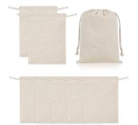 OFFCUP 8pcs Cotton Drawstring Bags, 20x30 Cm (7.87×11.81 Inch) Reusable Cotton Muslin Bag, Canvas Drawstring Bags, Cloth Gift Bag Jewellery Favour for Candy Wedding Valentine's Christmas DIY Craft