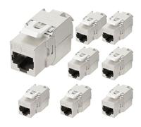 OFFCUP 8pcs RJ45 Coupler, 10Gbps Cat7 Unshielded Keystone Jack, Aluminum Female to Female Straight In-Line Ethernet Module, Degree Toolless Ethernet Connector