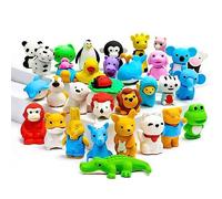 OFFCUP Animal Mini Erasers, 32pcs Novelty Cute Small Pencil Erasers for Students, Homework, School, Classroom Rewards, Prizes, Party Favors