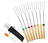 OFFCUP Barbecue Forks, 8pcs Marshmallow Toasting Forks, Extendable Stainless Steel Marshmallow Roasting Sticks Hot Dog Forks BBQ Smores Skewers for Fire Pit and BBQ Campfire Party