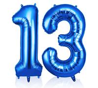 OFFCUP Blue Number 13 Balloons, 40 Inch Large Foil Number 1 & 3 Balloons, Self Inflating 13th Birthday Balloon for 13 Year Old Men Women Anniversary Birthday Party Decorations Supplies