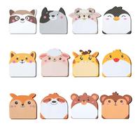 OFFCUP Cartoon Animal Sticky Notes, 24 Pack 12 Styles Cute Sticky Notes Set, Sticky Notes for Party Bags Cartoon Message Note for School Office Memo Pupils Children Gifts Party Bags Filler (A)