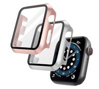 OFFCUP Case with Screen Protector Compatible, 2pcs Hard Case Designed for Apple Watch Series 2/3 38mm with 9H Tempered Glass Screen Protector Built-in Tempered Glass Film High Sensitivity (Rose Gold)