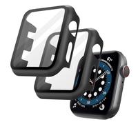 OFFCUP Case with Screen Protector Compatible, 2pcs Hard Case Designed for Apple Watch Series 2/3 42mm with 9H Tempered Glass Screen Protector, Built-in Tempered Glass Film High Sensitivity (Black)