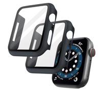 OFFCUP Case with Screen Protector Compatible, 2pcs Hard Case Designed for Apple Watch Series 6/5/4/SE 44mm with Tempered Glass Screen Protector Built-in Tempered Glass Film High Sensitivity (Blue)
