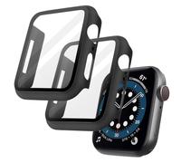 OFFCUP Case with Screen Protector Compatible, 2pcs Hard Case Designed for Apple Watch Series 9 (2023)/Series 8 45mm with 9H Tempered Glass Screen Protector, Built-in Tempered Glass Film (Black)