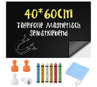 OFFCUP Chalkboard Paper, 40cm x 60cm Magnetic Film, Thick Self-Adhesive Magnetic Chalkboard Sticker Large Chalkboard Dry-Erase Board Magnetic Blackboard with Chalks, Magnetic and Rag