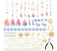 OFFCUP Crystal Suncatchers, 200Pcs Gold Sun Catchers, Rainbow Maker Crystal Prism Sun Catcher Glass Pendants Prism Hanging Ornament for Windows,DIY Pendant Home Decor Gifts