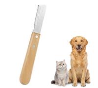 OFFCUP Dog Professional Stripping Knife, Stainless Steel Hand Stripping Knife, Wooden Handle Stripping Knives Tool for Dogs Border Terrier Pet Grooming Tool