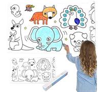 OFFCUP Drawing Paper Roll, 3m Colouring Roll for Kids, Children's Drawing Roll Coloring Paper Roll for Toddler, DIY Cut and Paste Painting Paper for Girls and Boys (Animal World)