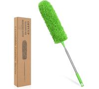 OFFCUP Feather Duster, Extendable Microfiber Duster with 96" Stainless Steel Telescopic Pole and Bendable Head, Long Handled Dusters for Cleaning Cobweb High Ceiling Fan Roof Blinds Cars (Green)