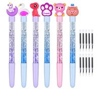OFFCUP Flamingo pen, 6 Pieces Colorful Animal Ballpoint, 10 Pcs Refills, Flamingo Stationery, Roller Pen for School Supplies Children's Gift