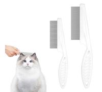 OFFCUP Flea Comb for Dogs Cats, 2PCS Pet Lice Combs, Stainless Steel Dog Hair Comb, Fine Tooth Grooming Tool for Removing Tear Stains Fleas Dandruff Lice, Long Time Using (S+L)