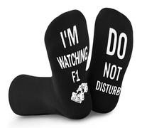 OFFCUP Funny Socks for Men Women, Cotton Calf Socks, DO NOT DISTURB I'M WATCHING F1 Formula 1 Sock, F1 Gifts Novelty Christmas Birthday Father's Day for Teenage Boys, Size 6-11