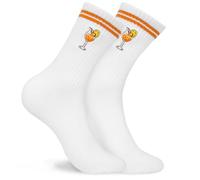 OFFCUP Funny Socks for Men Women, Soft 100% Cotton Mid-calf Socks, Embroidery Novel Sock, Aperol Spritz Cocktail Glass Pattern Original Gift for Cocktail Lovers