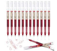 OFFCUP Gel Pens, 12pcs 0.5mm Red Gel Ink Pens, Ultra-Fast Drying Rollerball Pen for Writing Drawing and Outlining, Liquid Ink Rollerball Pen for Student, office worker