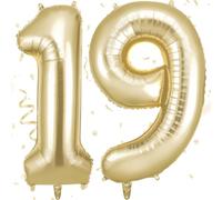 OFFCUP Gold Number 19 Balloons, 40 Inch Large Foil Number 1 & 9 Balloons, Self Inflating 19th Birthday Balloon for 19 Year Boys Girls Men Women Anniversary Birthday Party Decorations Supplies