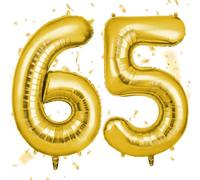 OFFCUP Gold Number 65 Balloons, 40 Inch Large Foil Number 6 & 5 Balloons, Self Inflating 65th Birthday Balloon for 65 Year Boys Girls Men Women Anniversary Birthday Party Decorations Supplies