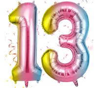OFFCUP Gradient Number 13 Balloons, 40 Inch Large Foil Number 1 & 3 Balloons, Self Inflating 13th Birthday Balloon for 13 Year Boys Girls Men Women Anniversary Birthday Party Decorations Supplies