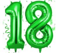 OFFCUP Green Number 18 Balloons, 40 Inch Large Foil Number 1 & 8 Balloons, Self Inflating 18th Birthday Balloon for 18 Year Old Men Women Anniversary Birthday Party Decorations Supplies